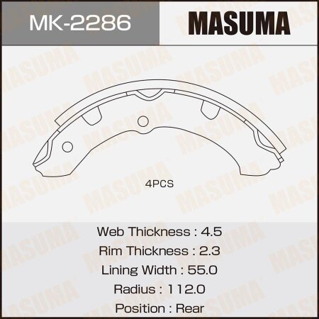 Brake shoes Masuma, MK-2286