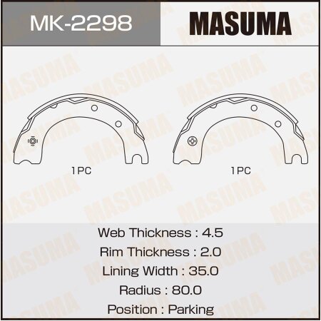 Brake shoes Masuma, MK-2298