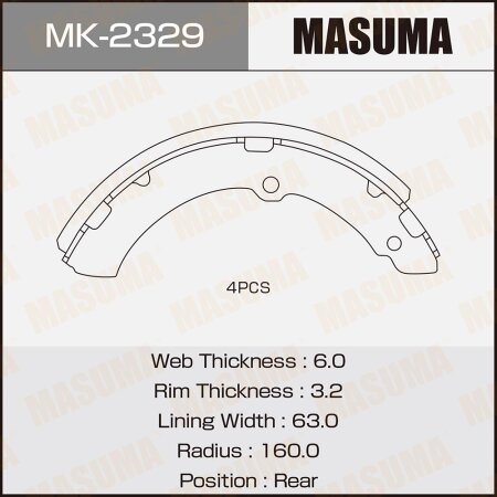 Brake shoes Masuma, MK-2329