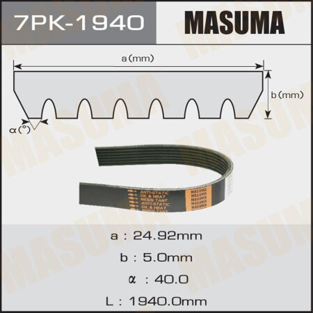 Drive V-Ribbed belt Masuma, 7PK-1940