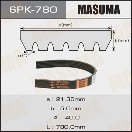 Drive V-Ribbed belt Masuma, 6PK-780