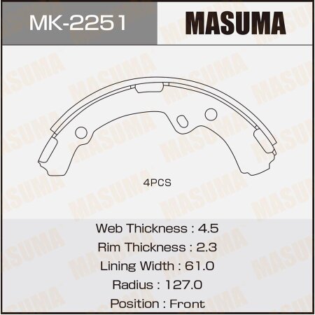 Brake shoes Masuma, MK-2251