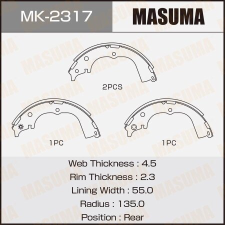 Brake shoes Masuma, MK-2317