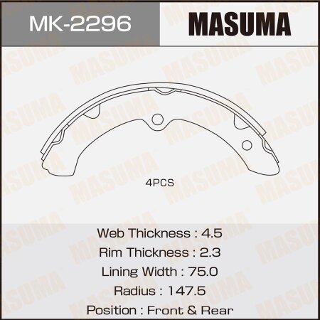Brake shoes Masuma, MK-2296