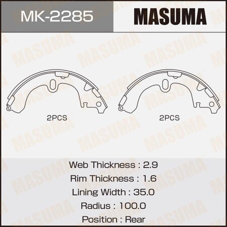 Brake shoes Masuma, MK-2285