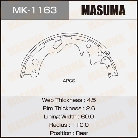 Brake shoes Masuma, MK-1163