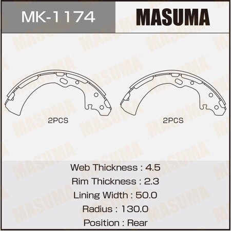 Brake shoes Masuma, MK-1174
