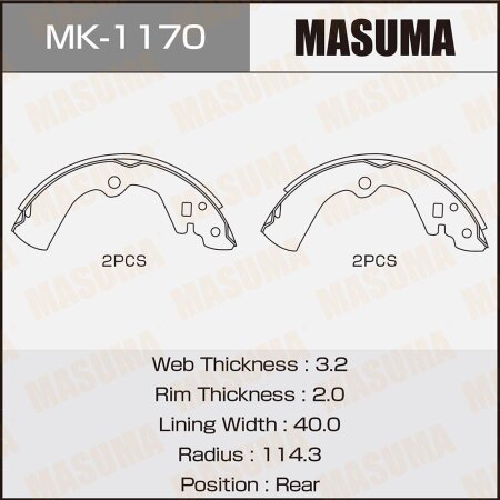 Brake shoes Masuma, MK-1170