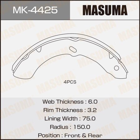 Brake shoes Masuma, MK-4425