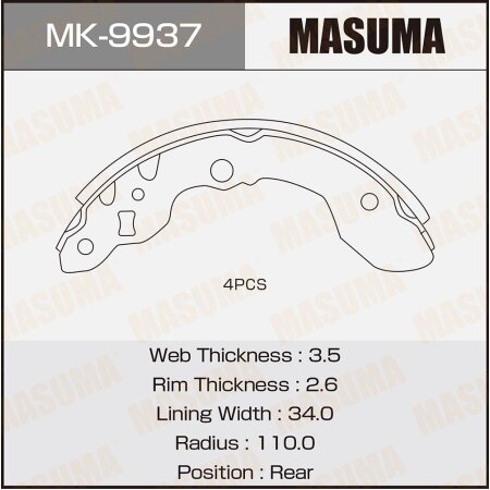 Brake shoes Masuma, MK-9937