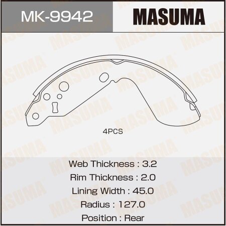 Brake shoes Masuma, MK-9942