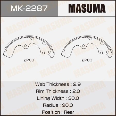 Brake shoes Masuma, MK-2287