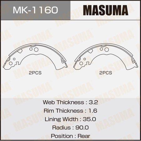Brake shoes Masuma, MK-1160
