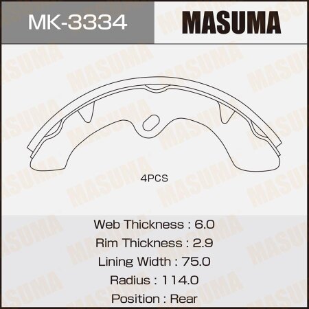 Brake shoes Masuma, MK-3334