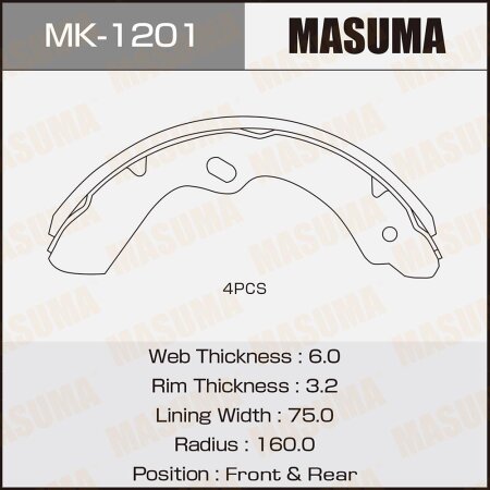 Brake shoes Masuma, MK-1201