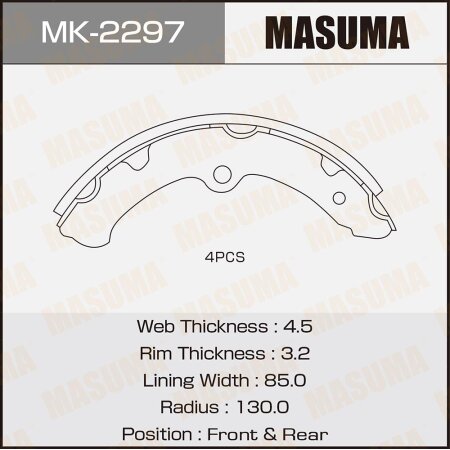 Brake shoes Masuma, MK-2297