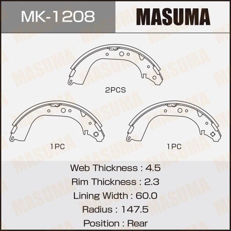 Brake shoes Masuma, MK-1208
