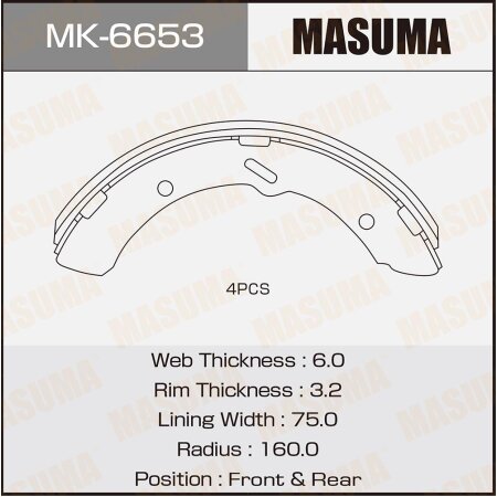 Brake shoes Masuma, MK-6653