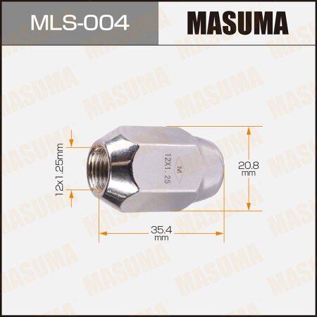Wheel nut Masuma M12x1.25(R) size 21, MLS-004