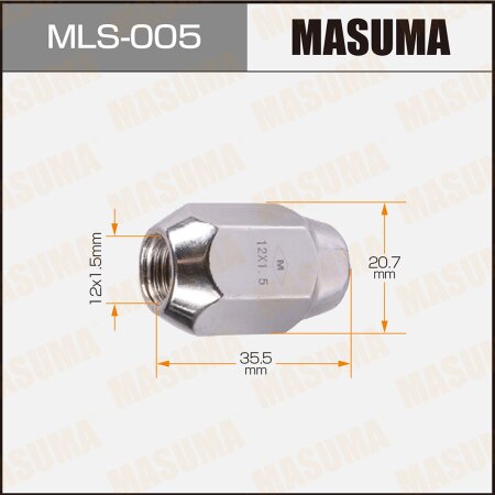 Wheel nut Masuma M12x1.5(R) size 21, MLS-005