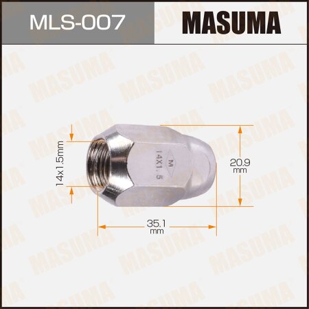 Wheel nut Masuma M14x1.5(R) size 21, MLS-007