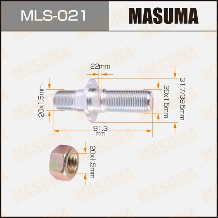 Wheel stud Masuma M20x1.5(L), M20x1.5(R) , MLS-021