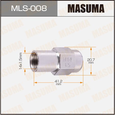 Wheel nut Masuma M14x1.5(R) size 21 (washer included), MLS-008