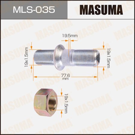 Wheel stud Masuma M19x1.5(R), M19x1.5(L) , MLS-035