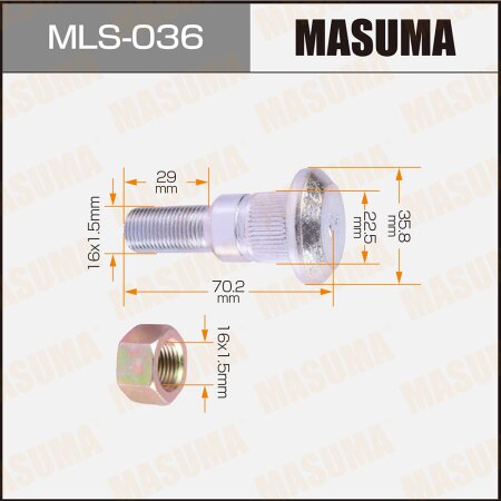 Wheel stud Masuma M16x1.5(L) , MLS-036