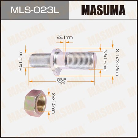 Wheel stud Masuma M22x1.5(R), M20x1.5(L) , MLS-023L