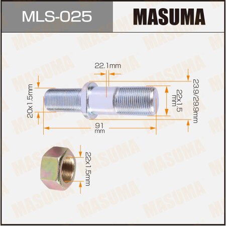 Wheel stud Masuma M22x1.5(R), M20x1.5(L) , MLS-025