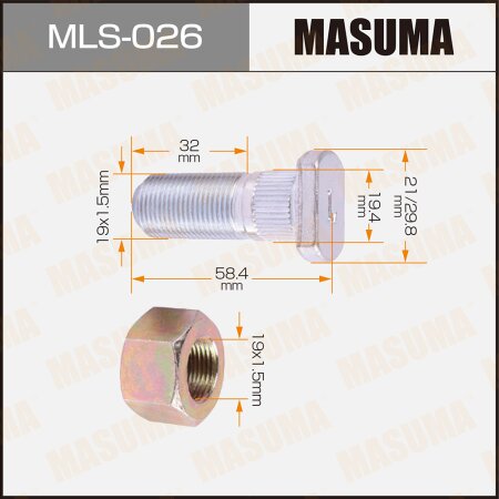 Wheel stud Masuma M19x1.5(L) , MLS-026