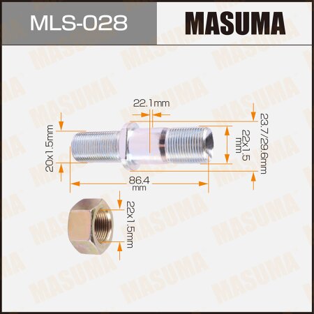 Wheel stud Masuma M22x1.5(R), M20x1.5(L) , MLS-028
