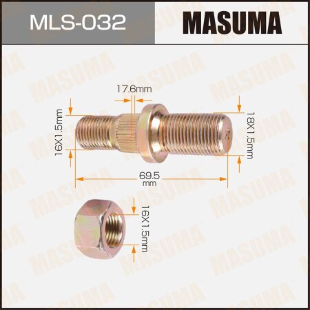 Wheel stud Masuma M16x1.5(R), M18x1.5(R) , MLS-032