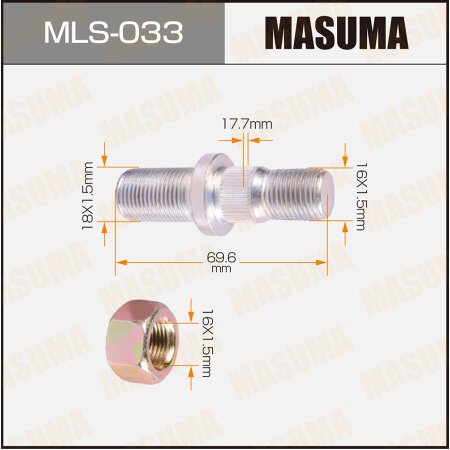 Wheel stud Masuma M16x1.5(R), M1:18x1.5(L) , MLS-033