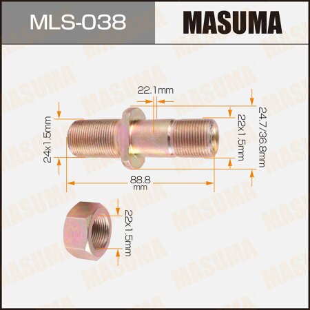 Wheel stud Masuma M22x1.5(R), M24x1.5(R) , MLS-038
