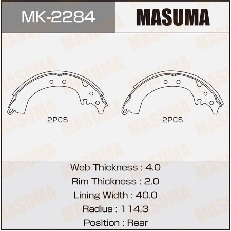 Brake shoes Masuma, MK-2284