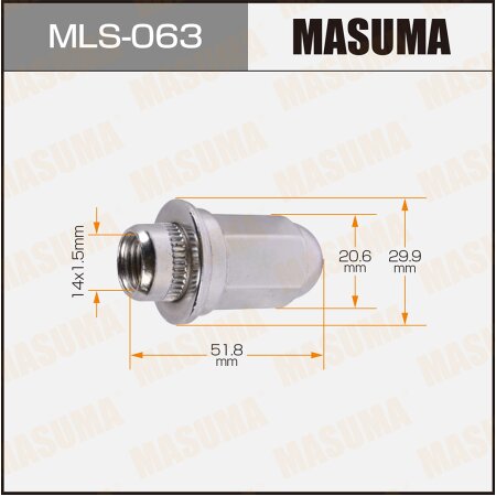 Wheel nut Masuma M14x1.5(R) size 21, MLS-063