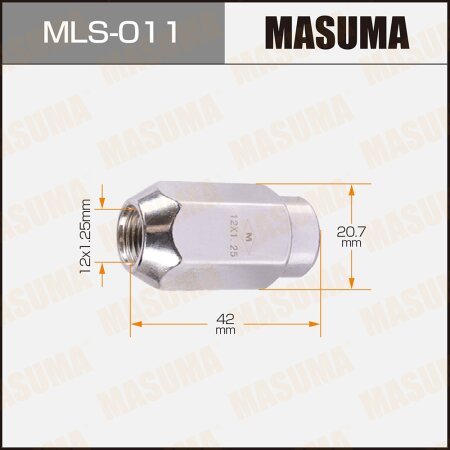 Wheel nut Masuma M12x1.25(R) size 21, MLS-011