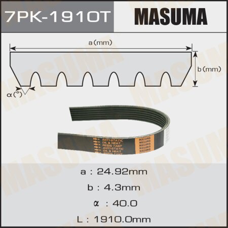 Drive V-Ribbed belt Masuma, 7PK-1910T