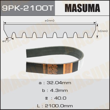 Drive V-Ribbed belt Masuma, 9PK-2100T