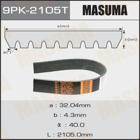 Drive V-Ribbed belt Masuma, 9PK-2105T