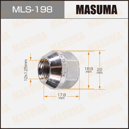 Wheel nut Masuma M 12x1.25(R) size 19 open-end, MLS-198