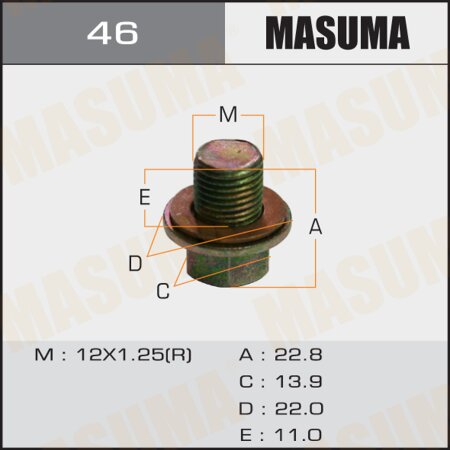 Oil drain plug Masuma (no magnet) M12x1.25, 46