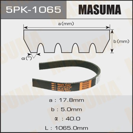 Drive V-Ribbed belt Masuma, 5PK-1065