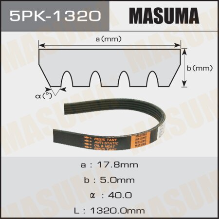 Drive V-Ribbed belt Masuma, 5PK-1320