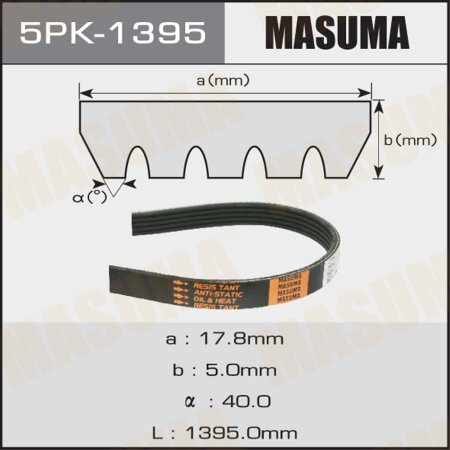 Drive V-Ribbed belt Masuma, 5PK-1395