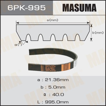 Drive V-Ribbed belt Masuma, 6PK-995