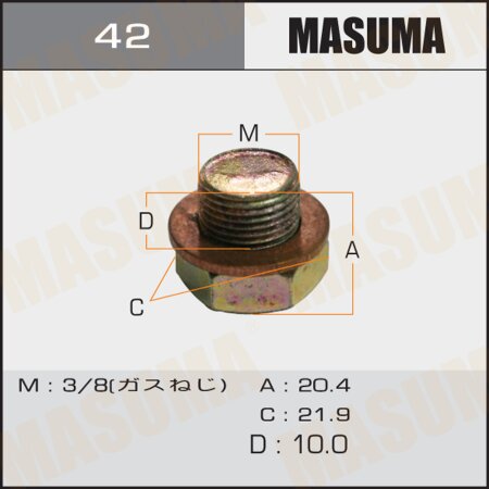 Oil drain plug Masuma (no magnet) 3/8, 42