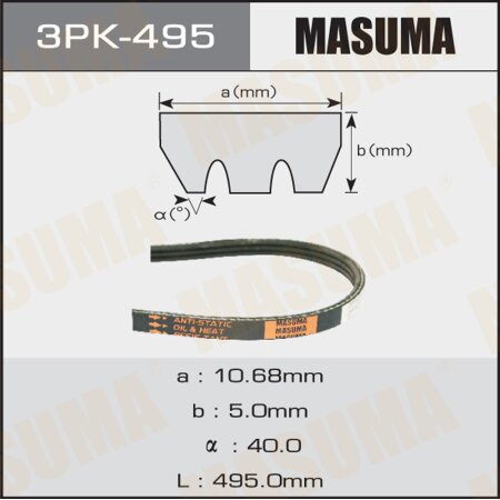Drive V-Ribbed belt Masuma, 3PK-495